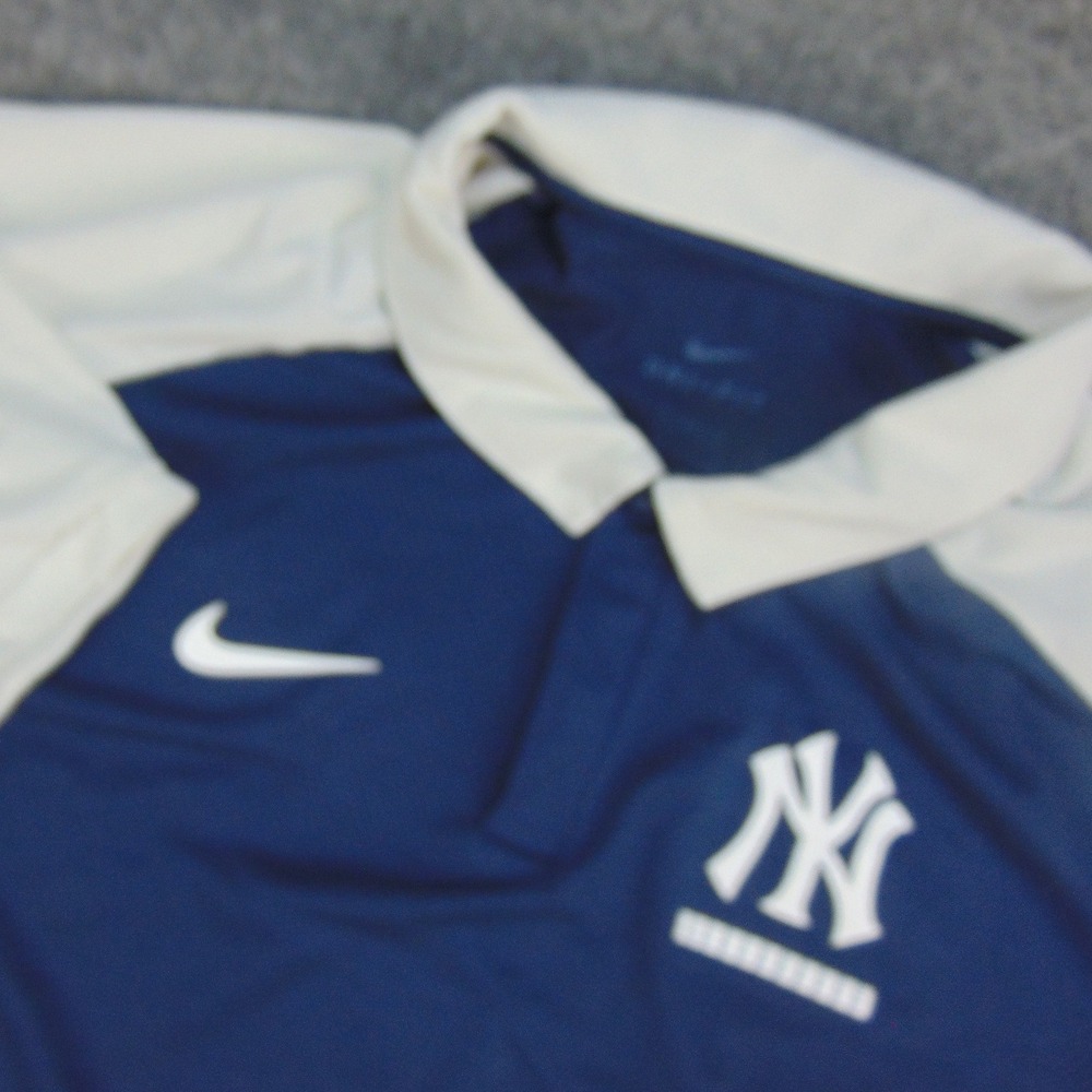 New‎ York Yankees Polo Mens XL Nike Blue White MLB Baseball Performance